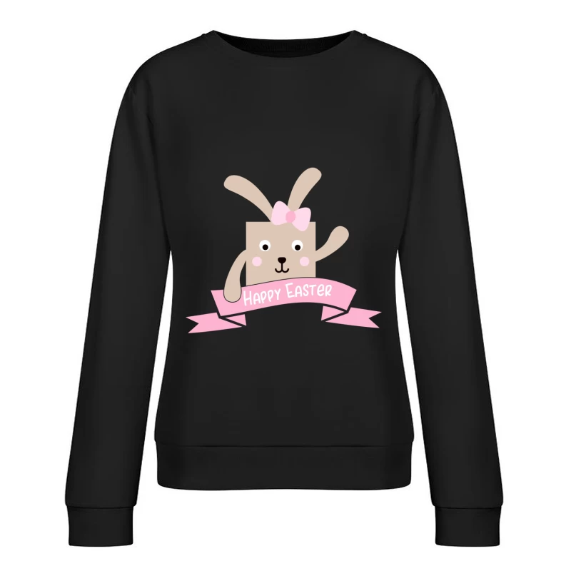 Lapin de Pâques avec Bannière Femme Sweat-shirt à enfiler