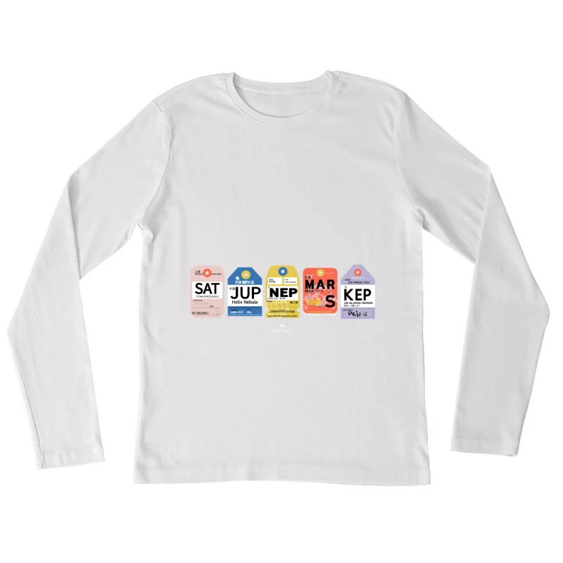 Futuristische Gepäcketiketten Designs Damen Langarm T-Shirt