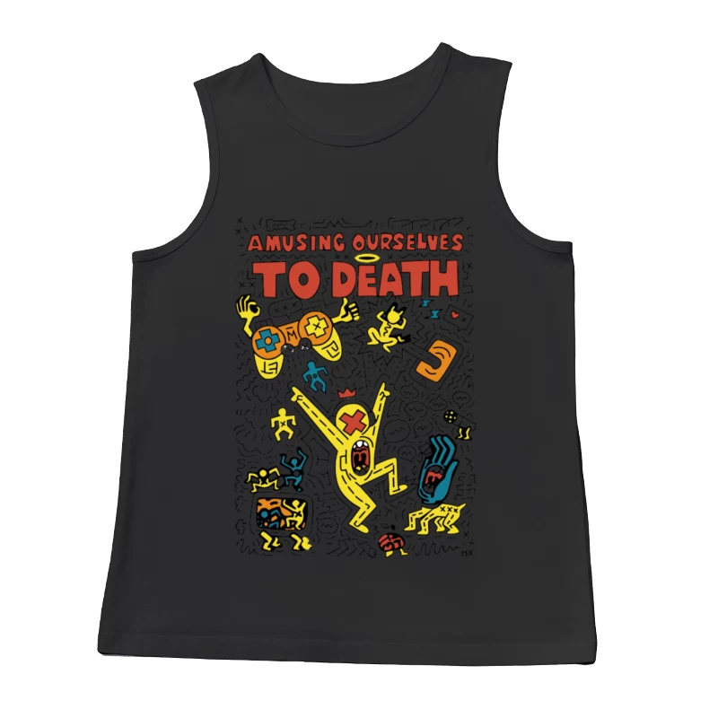 Amüsiert uns zu Tode: Medienkritik und Pop-Art Herren Tanktops