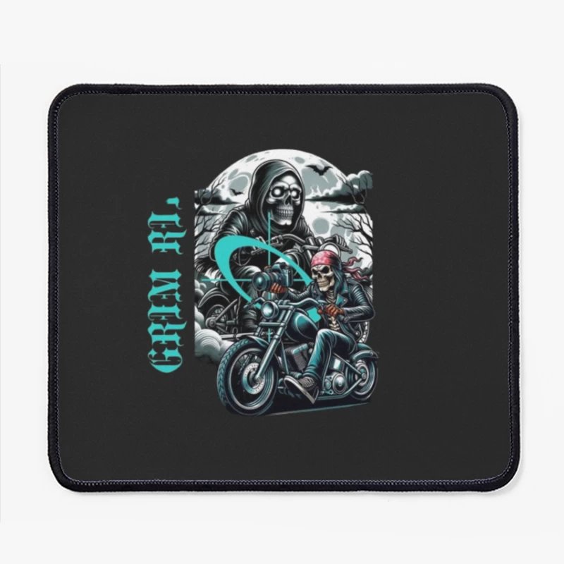 Gothic Grim Reaper Motorcycle Ride Under Moonlight Mouse Pad