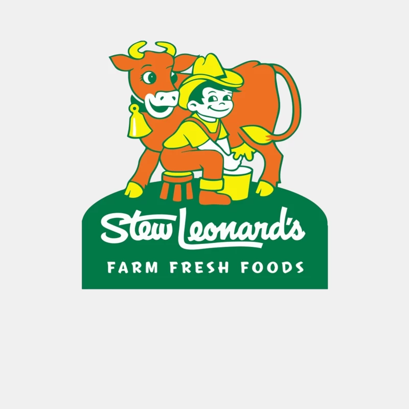 Stew Leonard's Vintage Farm Fresh Foods Logo with Cartoon Cow Male Tank Top