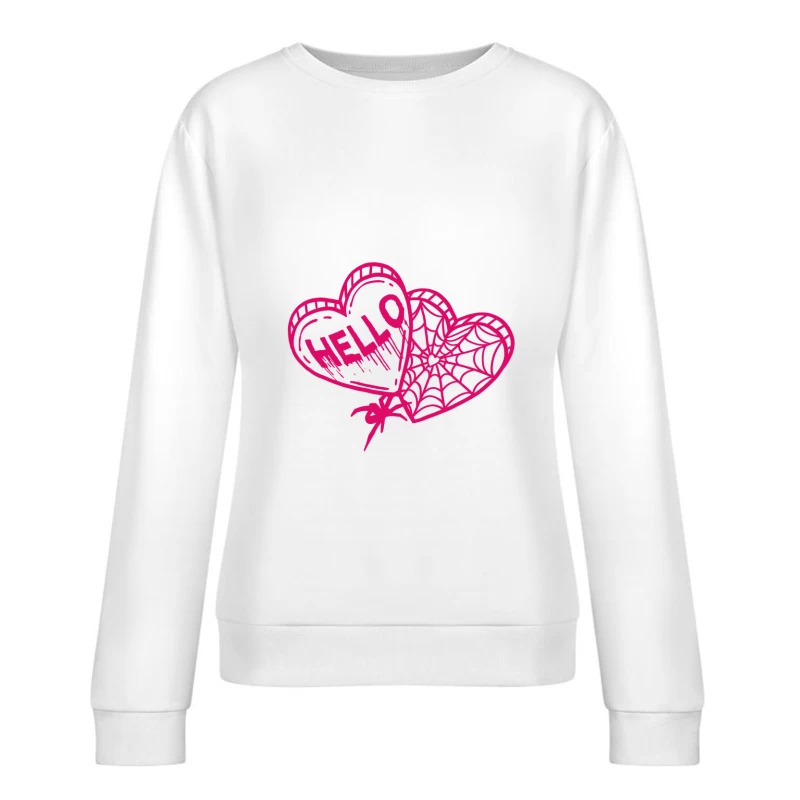 Herzballons mit Netzen und Hallo Damen Pullover Sweatshirt