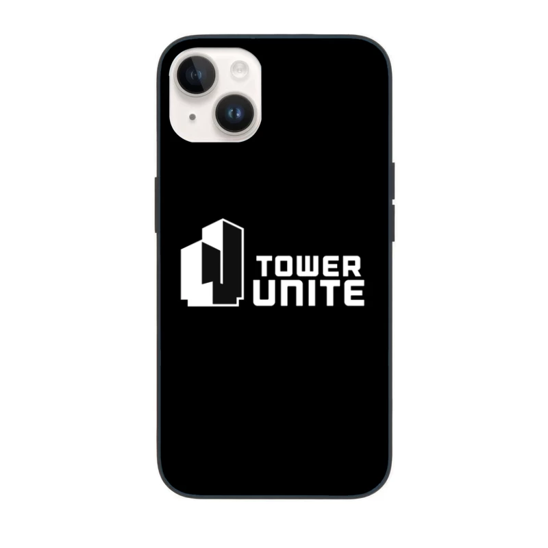 Minimalist Tower Unite Logo Design in Black and White iPhone Case