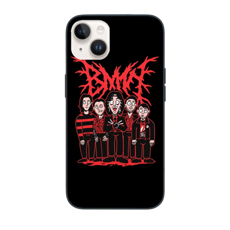 Gothic Rock Band Cartoon in Red and Black Style iPhone Case