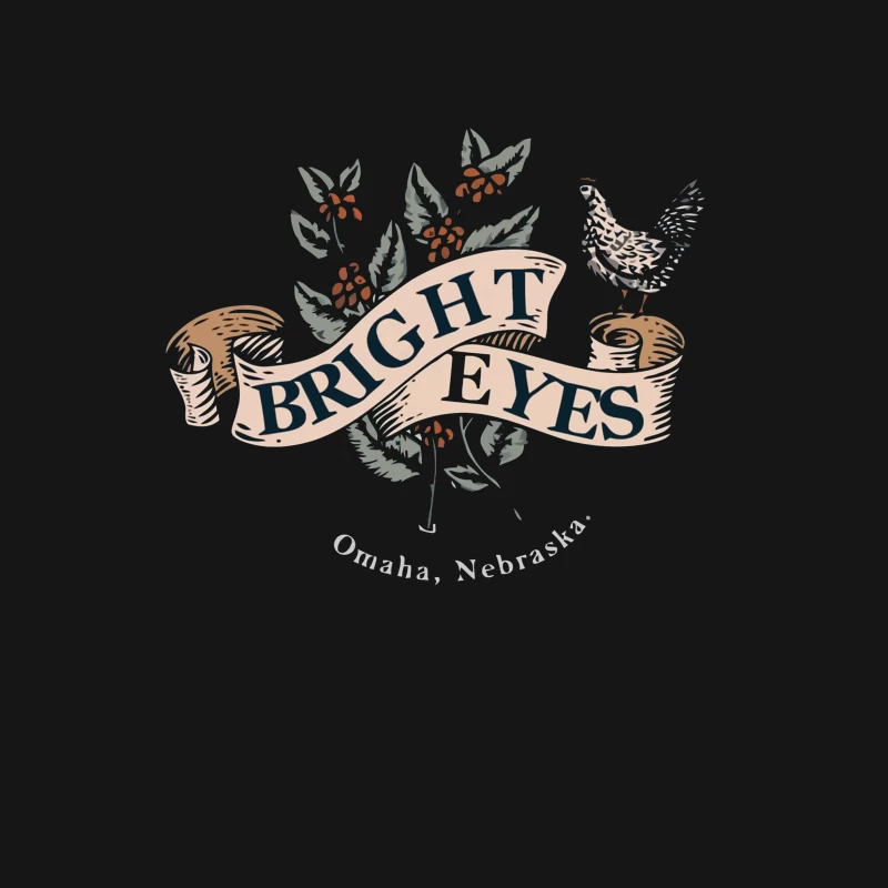 Bright Eyes Vintage Botanical Banner Design from Omaha Male T-Shirt