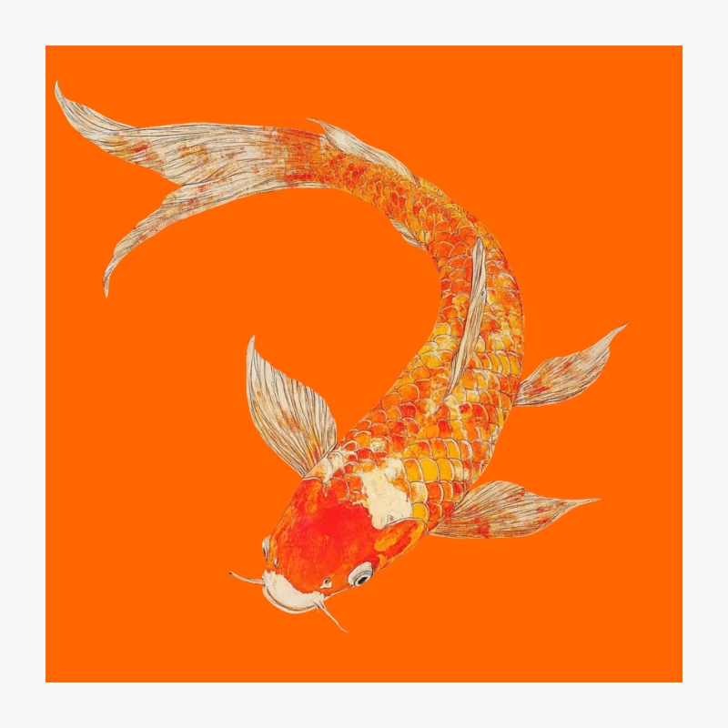 Vibrant Watercolor Illustration of an Orange Koi Fish Pin