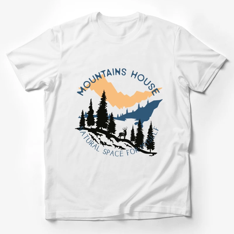 Berglandschaft mit Tier und Sonnenuntergang Herren T-Shirt