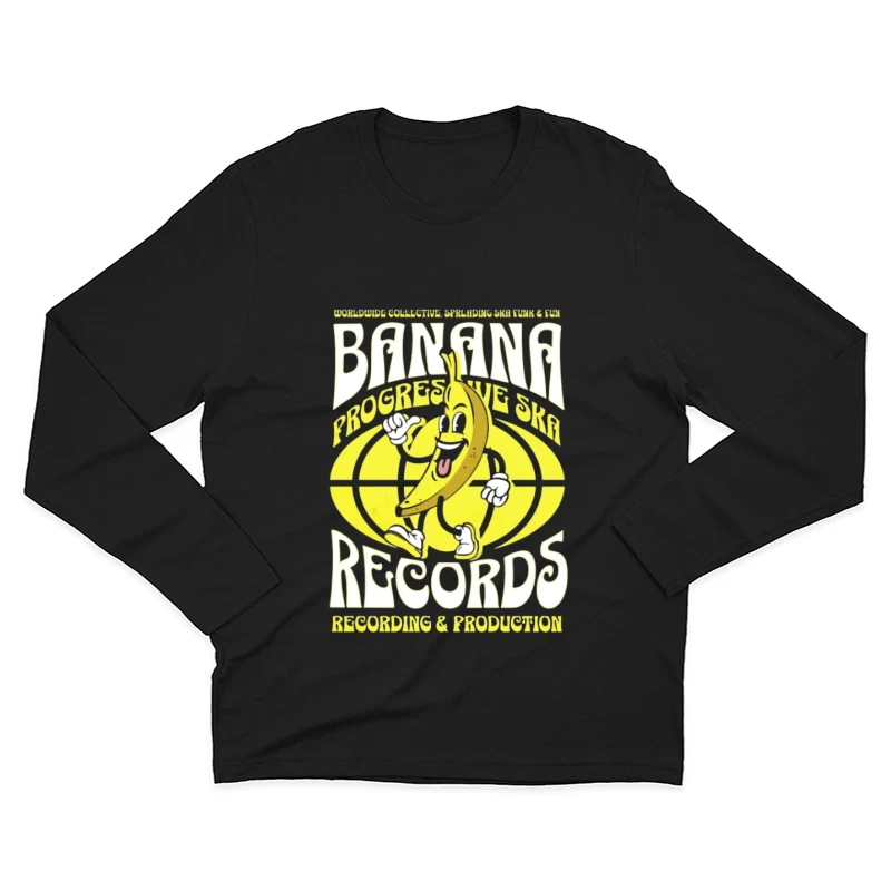Fröhliche Banane Musiklogo Herren Langarm T-Shirt