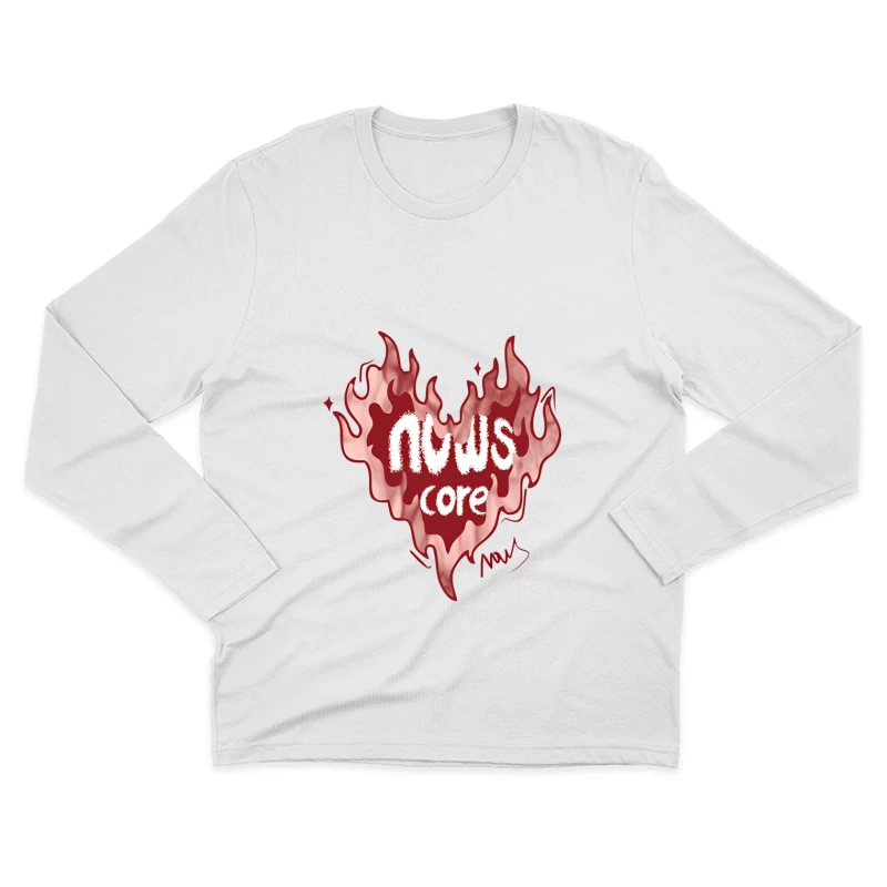 Flammendes Herzdesign mit Core-Feeling Herren Langarm T-Shirt
