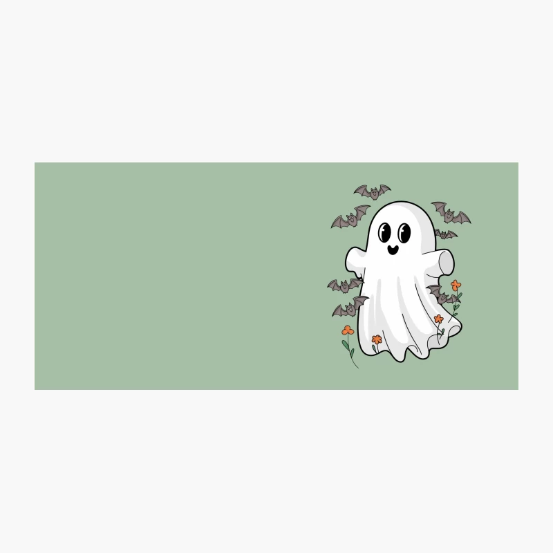Cute Halloween Ghost with Bats and Flowers Cartoon Illustration Coffee Mug