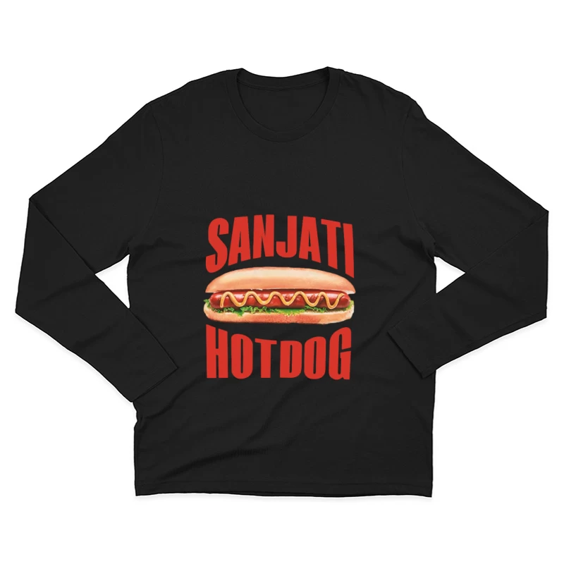 Sanjati Hotdog-Logo mit Wurst und Senf Herren Langarm T-Shirt