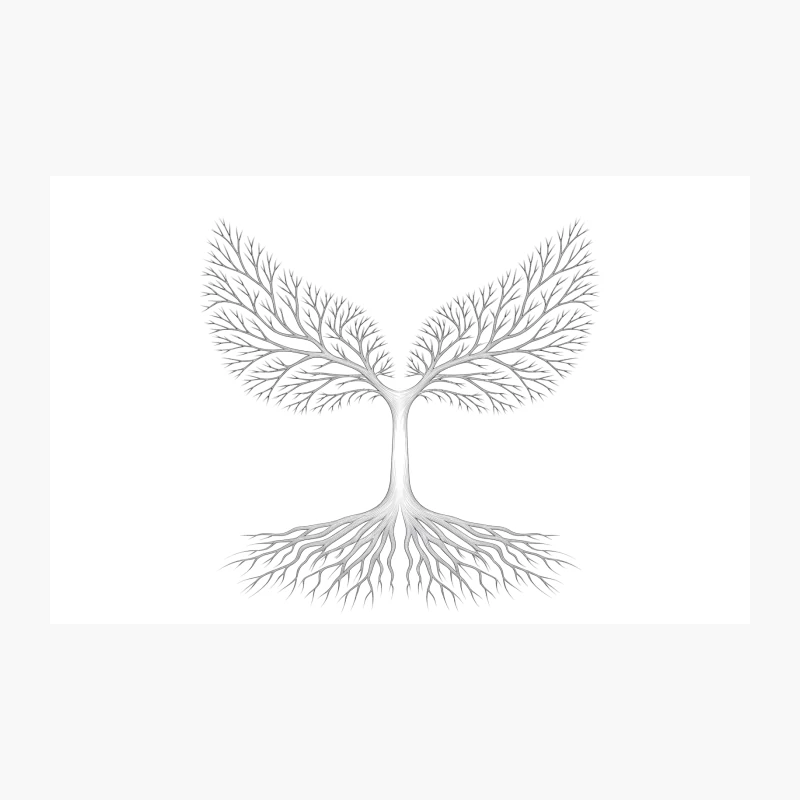 Symmetrical Tree Illustration with Branches and Roots Travel Mug