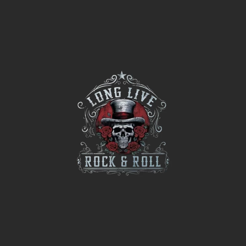 Long Live Rock and Roll Skull Design Baseball Cap