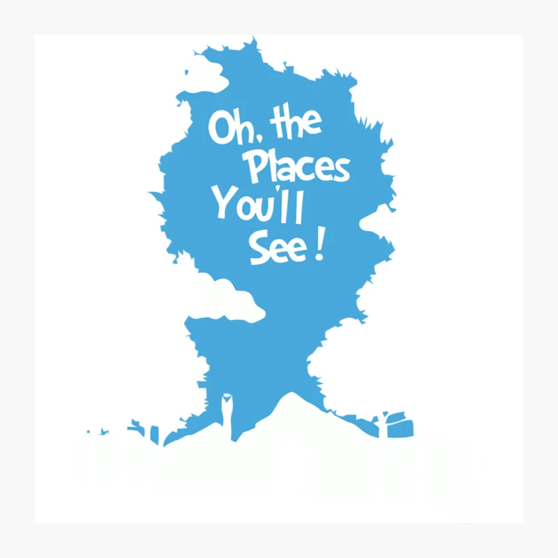 Inspirational Dr. Seuss Quote on Blue Silhouette: Adventure Awaits Pin