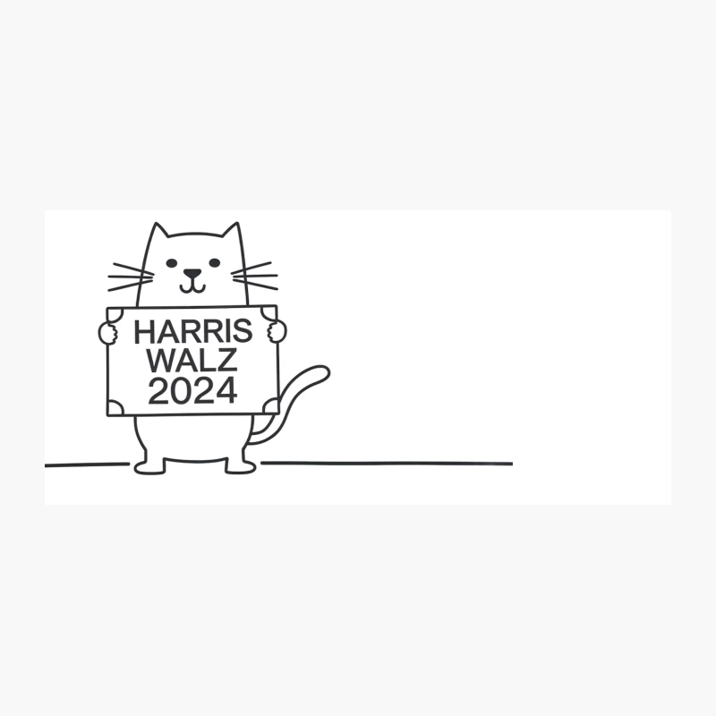 Cute Cartoon Cat Promoting Harris Walz 2024 Political Campaign Coffee Mug