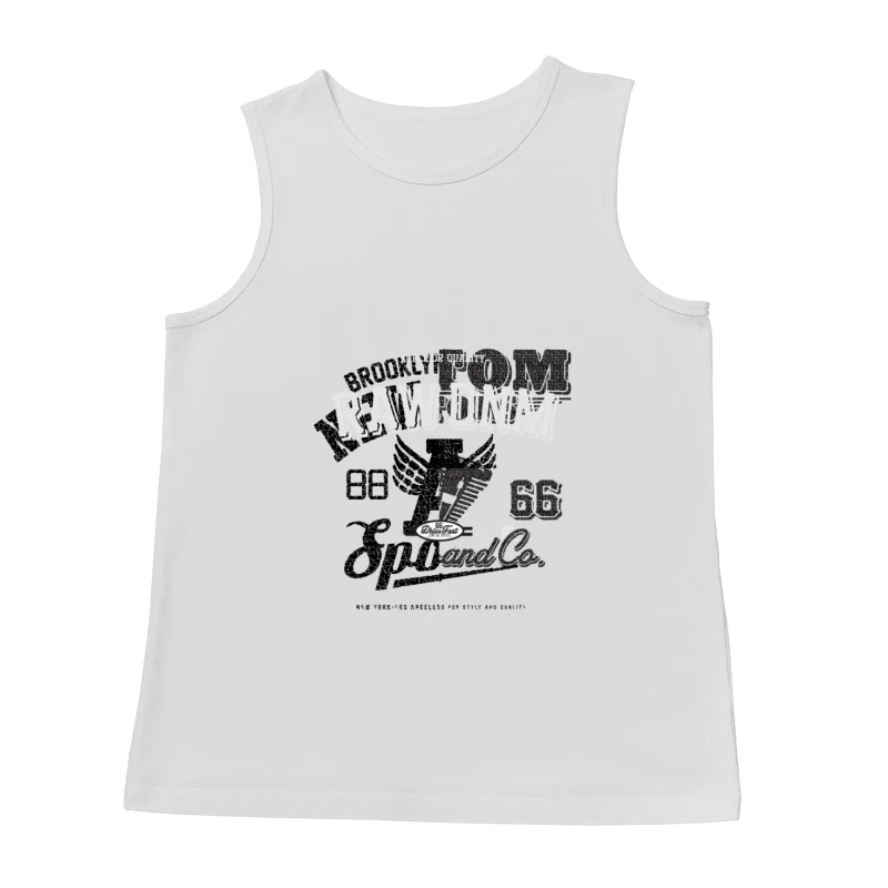 Rohes Denim-Design mit Route 66 Motiv Herren Tanktops