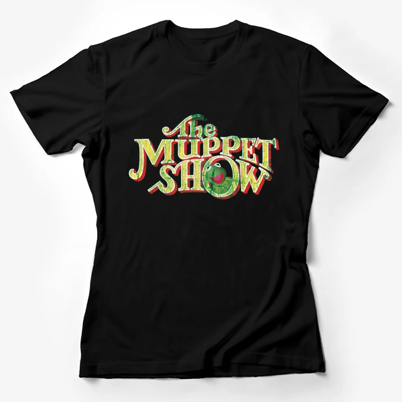 Vintage Logo Design of The Muppet Show with Green Frog Character Female T-Shirt