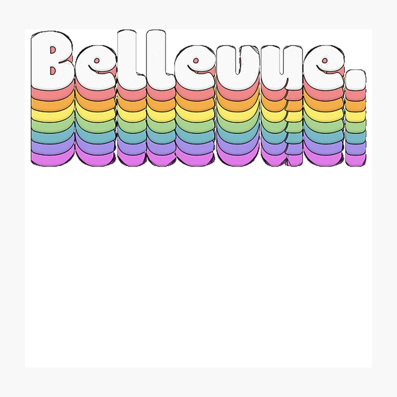 Bellevue  Retro Typography Design Throw Pillow