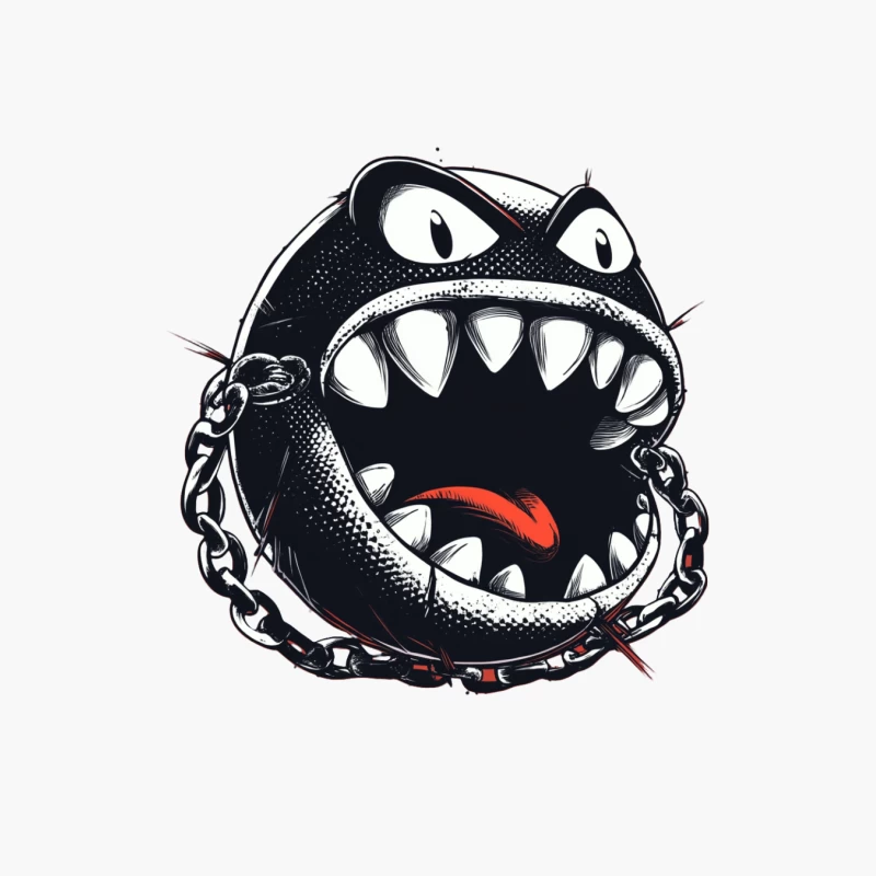 Fierce Chain Chomp: Classic Video Game Monster Cotton Tote Bag
