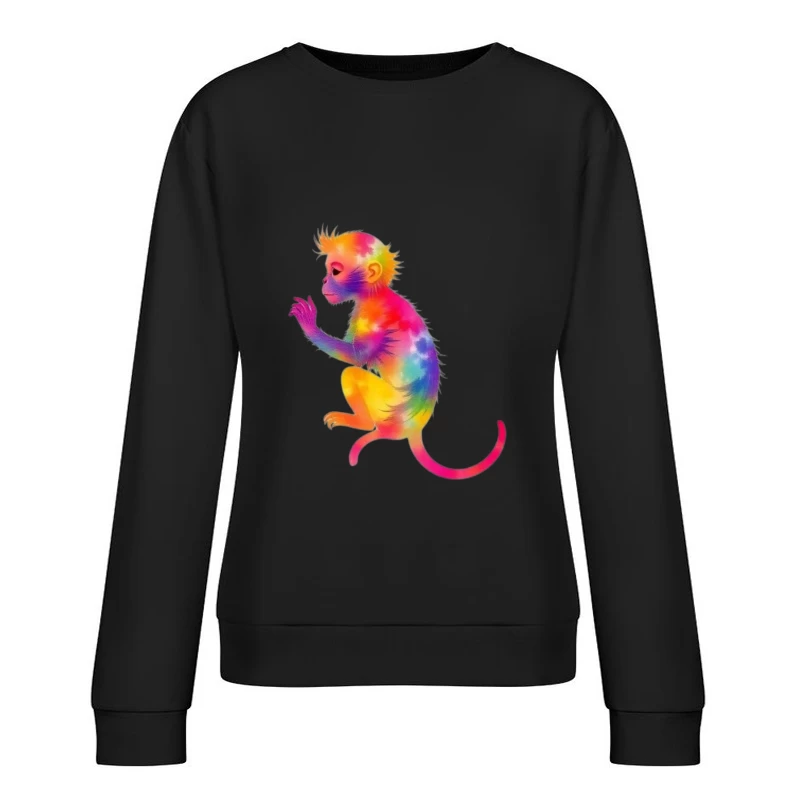 Rainbow Gradient Monkey Art Female Pullover Sweatshirt