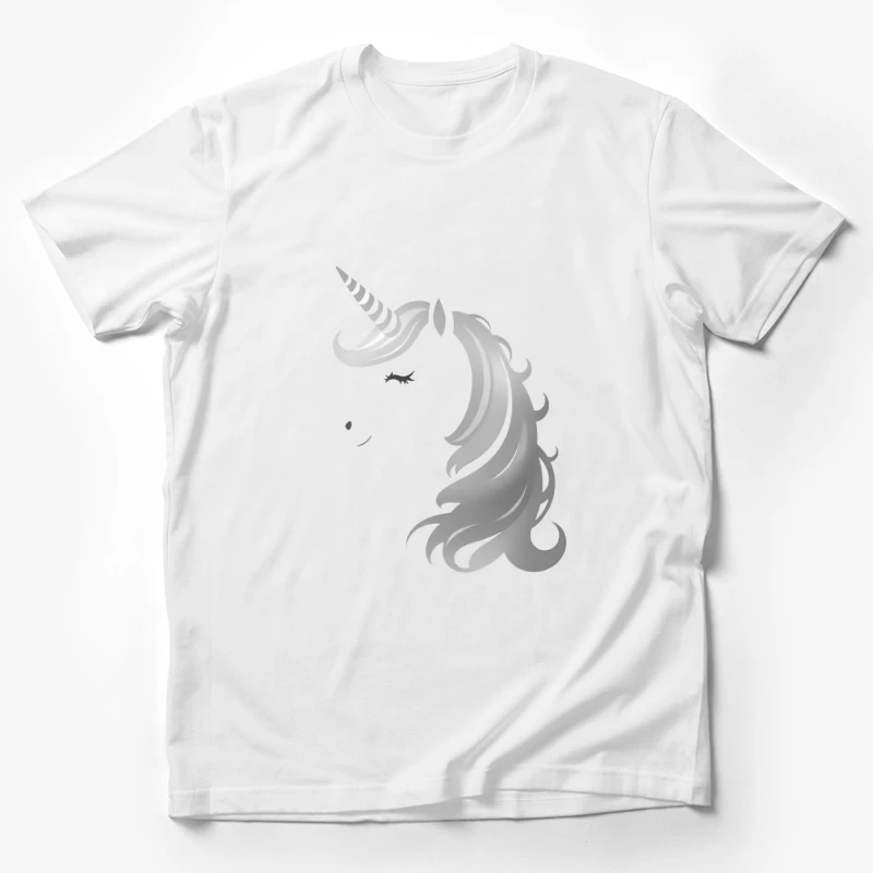 Minimalist Grayscale Unicorn Fantasy Illustration Male T-Shirt