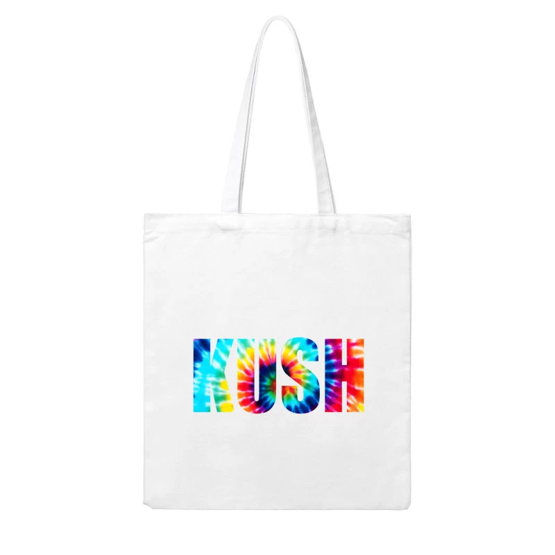 Colorful Tie-Dye KUSH Text Cotton Tote Bag