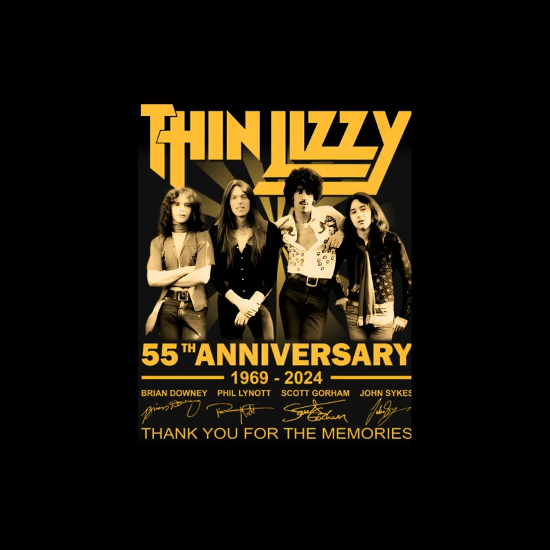 Thin Lizzy 55th Anniversary Commemorative Band Photo (1969-2024) Throw Pillow