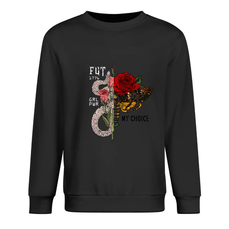 Serpent et papillon avec roses Homme Sweat-shirt à enfiler