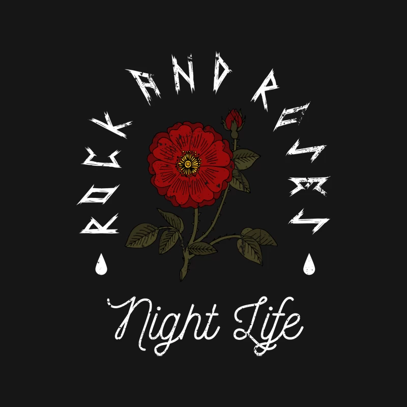 Rock et rose, vie nocturne florale Homme Manches Longues T-Shirt