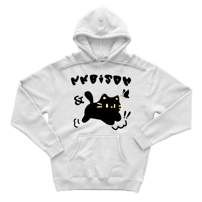 Niedliche Katze mit Text und Schmetterling Herren Pullover Hoodie