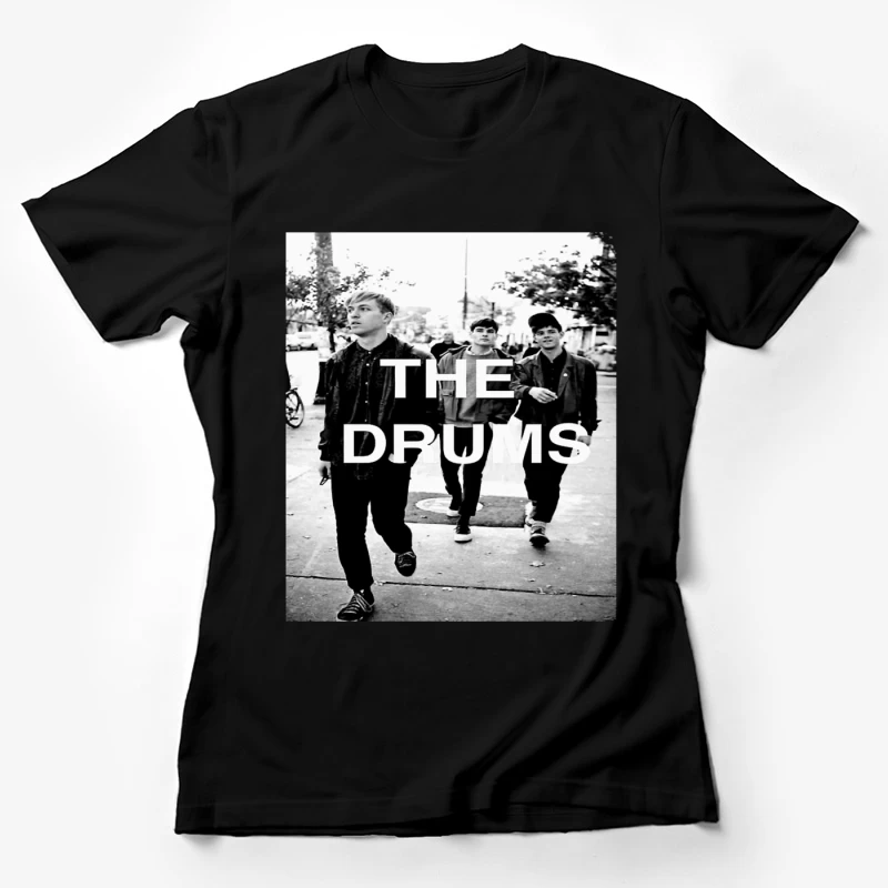 The Drums Band Members Walking on Street - Vintage Black and White Photo Female T-Shirt