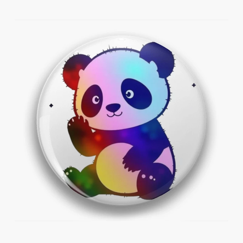 Cute Rainbow Gradient Panda Cartoon Illustration Pin