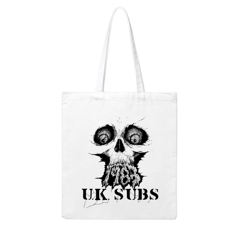 UK Subs Punk Rock Band Gothic Skull Logo Cotton Tote Bag