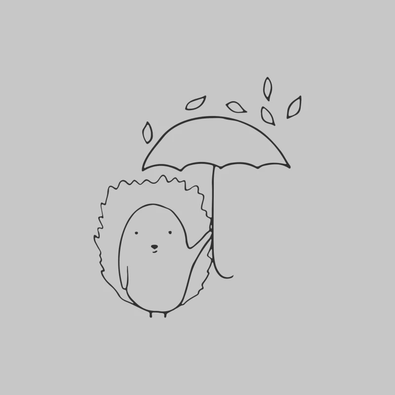 Hérisson sous un parapluie avec des feuilles Femme Manches Longues T-Shirt