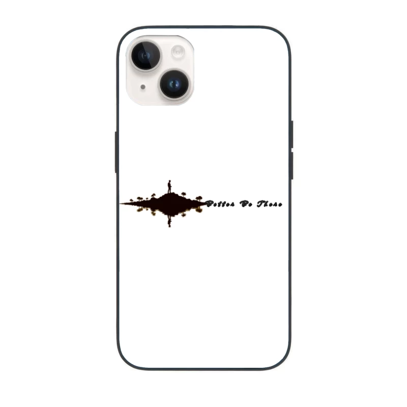 Solitary Figure on Reflective Island with Text iPhone Case