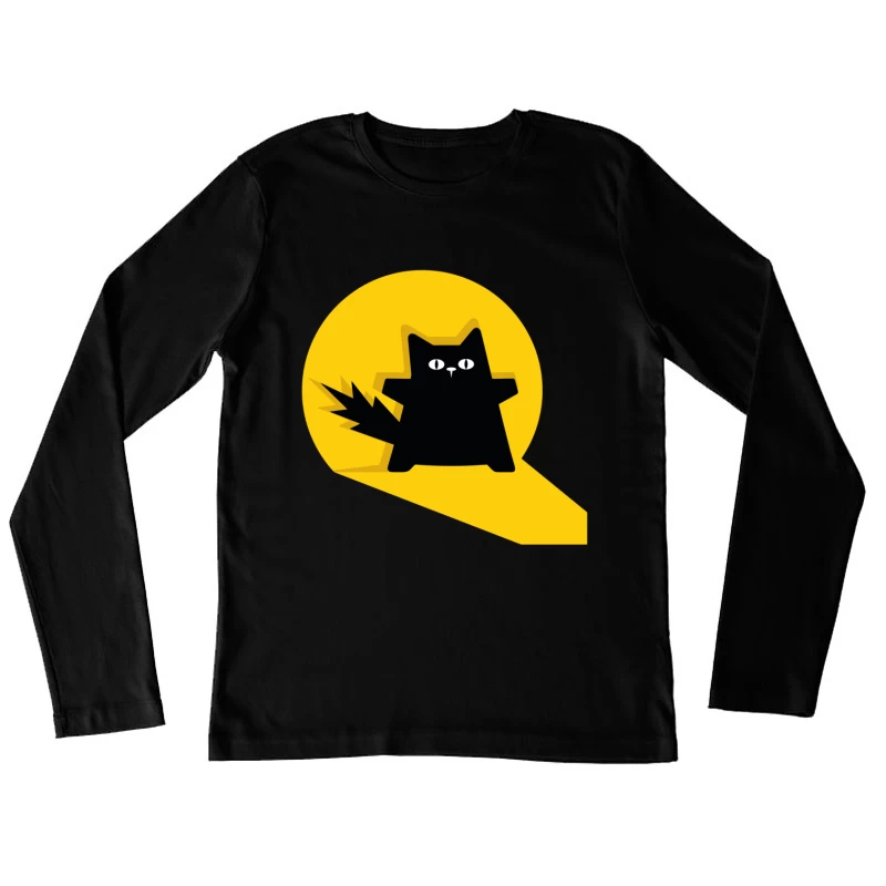 Bold Black Cat Spotlight Female Long Sleeve T-Shirt