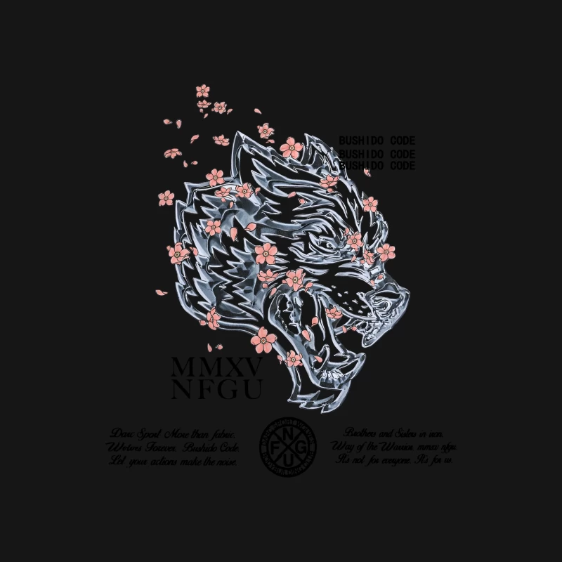 Wolfdesign mit Blüten Herren Langarm T-Shirt