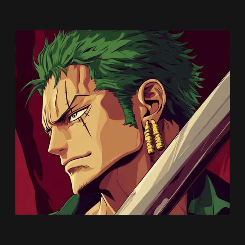 Fierce Anime Swordsman with Green Hair: Zoro from One Piece Mouse Pad