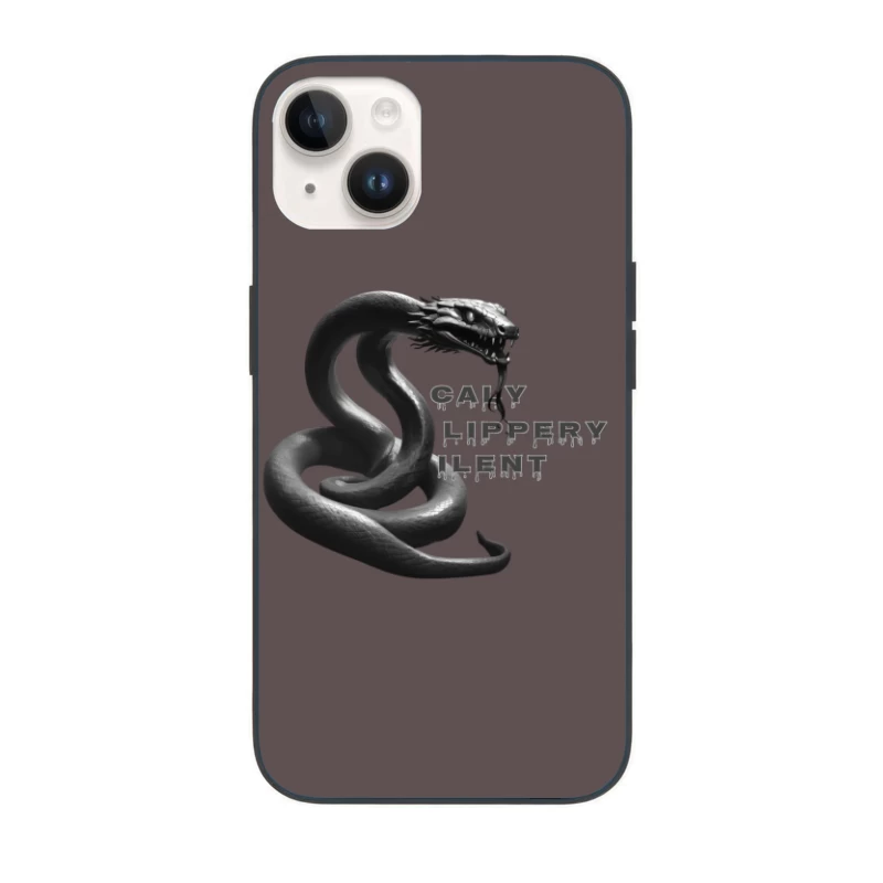 Dark Monochrome Snake with Dripping Text Design iPhone Case