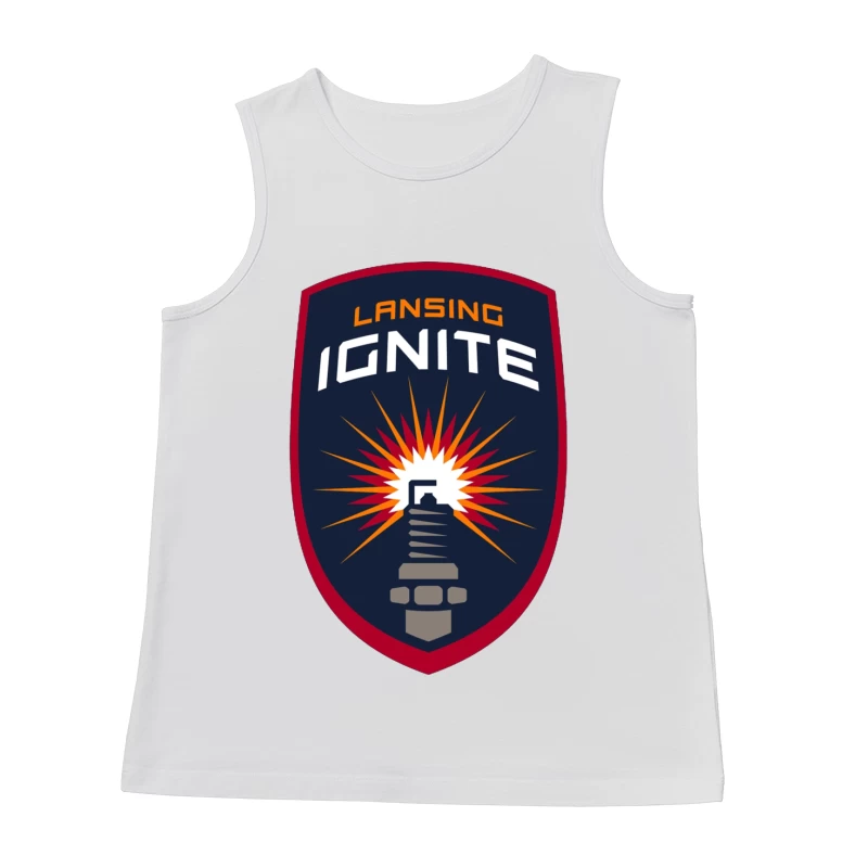 Lansing Ignite Soccer Team Shield Logo with Lighthouse Emblem Male Tank Top