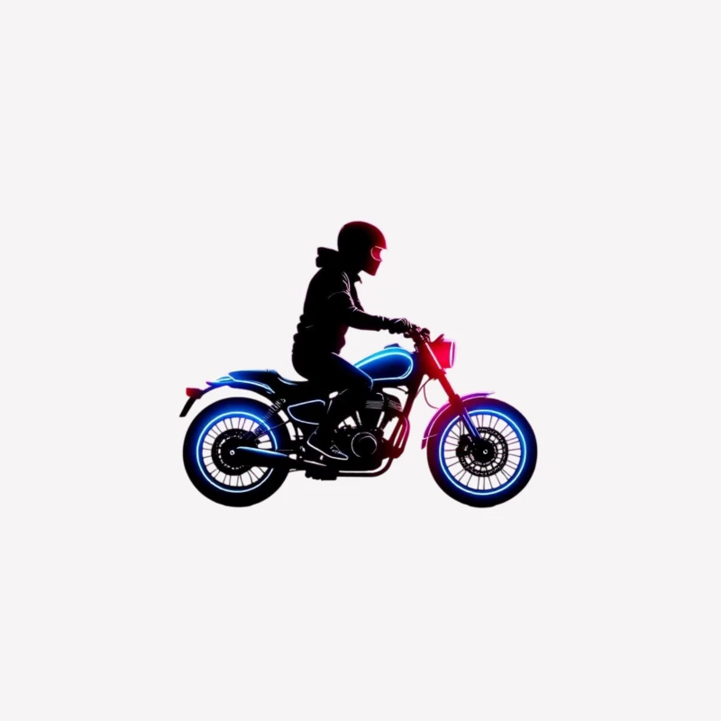 Neon-Lit Motorcycle Rider Silhouette Female T-Shirt