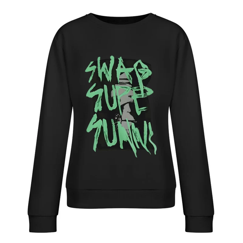 Stilvolles grünes Graffiti-Design Damen Pullover Sweatshirt