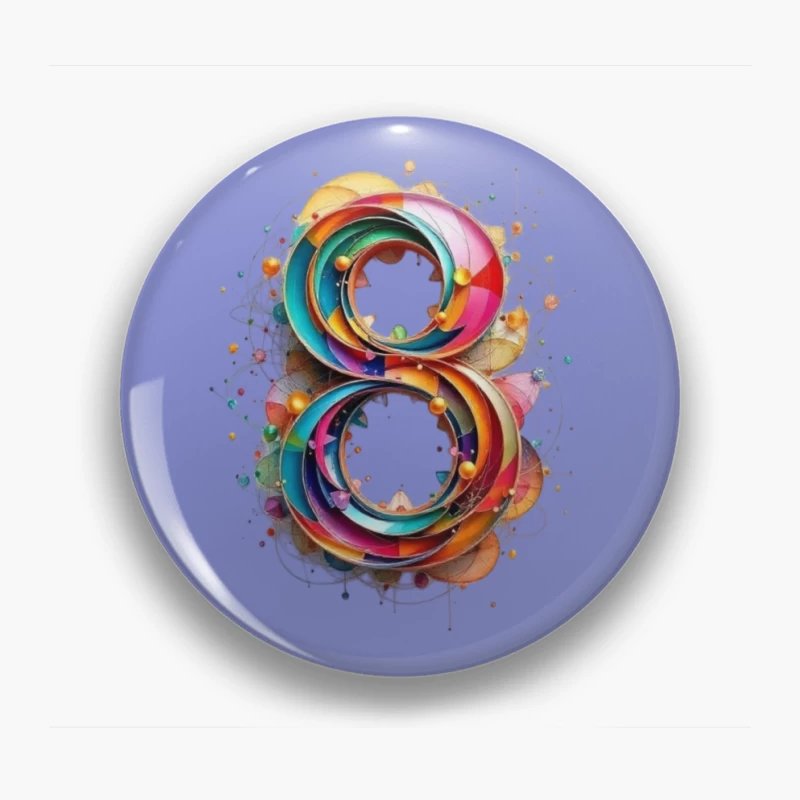 Abstract Colorful Number 8 Digital Art Design Pin