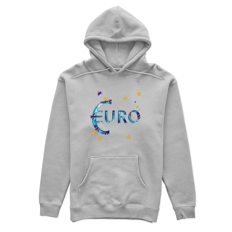 Decorative Crystal Euro Symbol with European Stars Female Pullover Hoodie