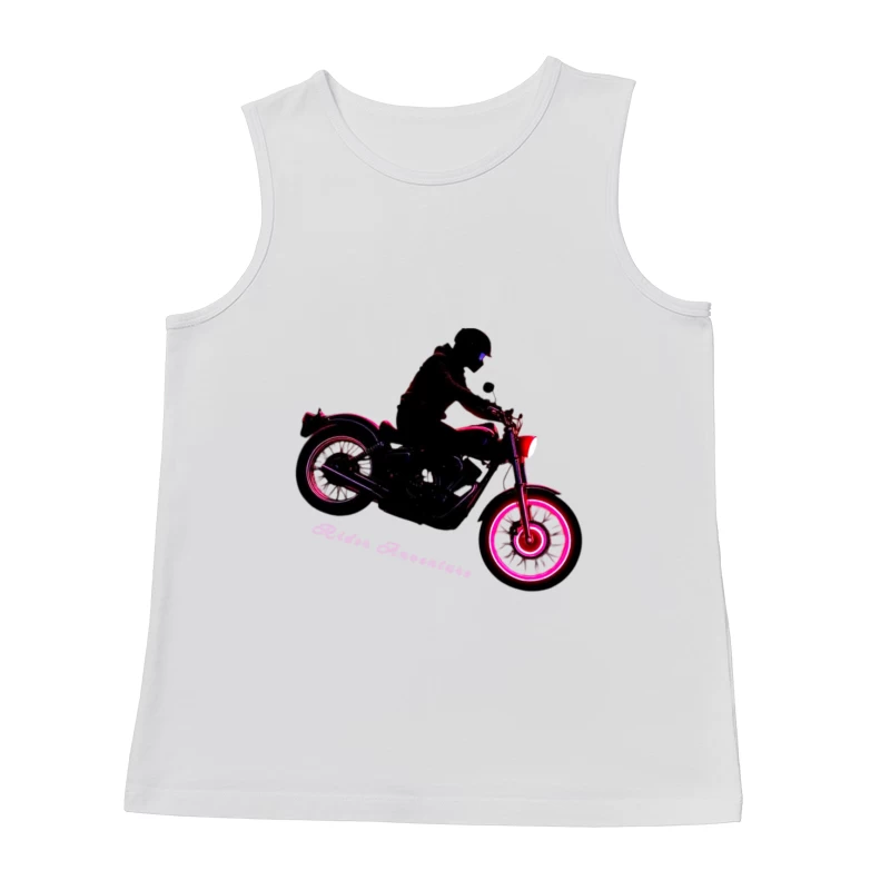 Neon-Glowing Vintage Motorcycle Rider Silhouette Male Tank Top