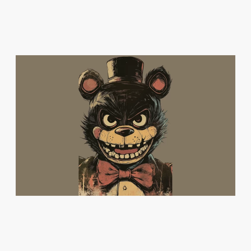 Creepy Vintage Cartoon Bear with Top Hat and Bow Tie Travel Mug