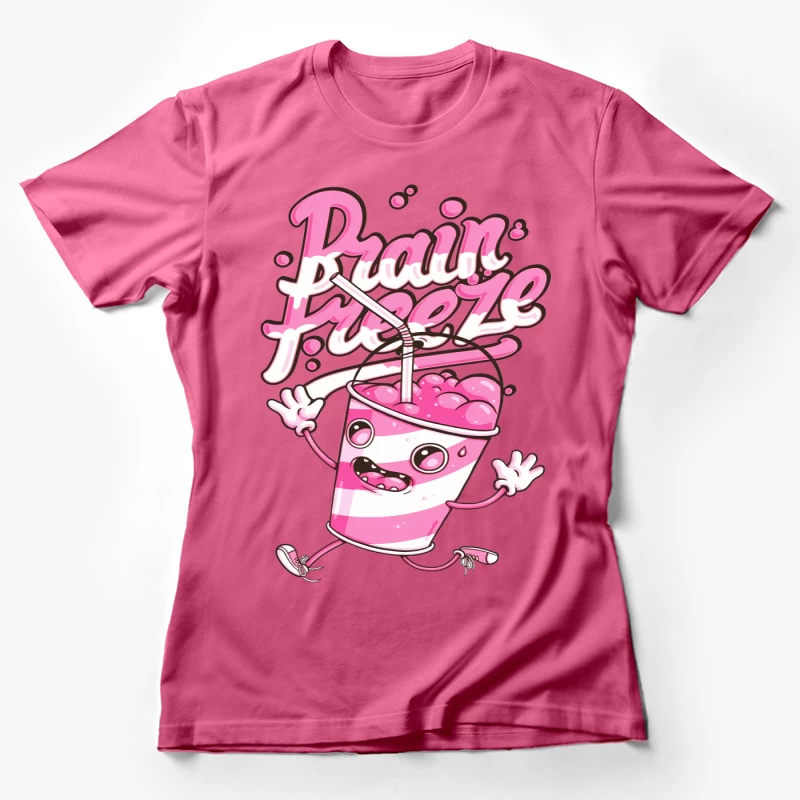 Fun Cute Cartoon Drink with Brain Freeze Female T-Shirt