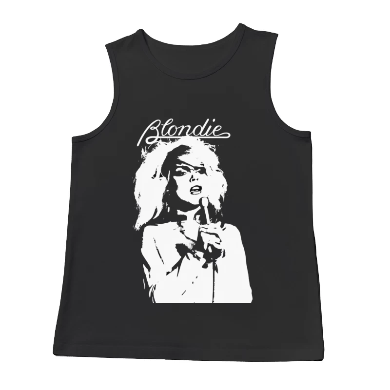 Artistic Line Drawing of Blondie Band Logo and Singer Male Tank Top