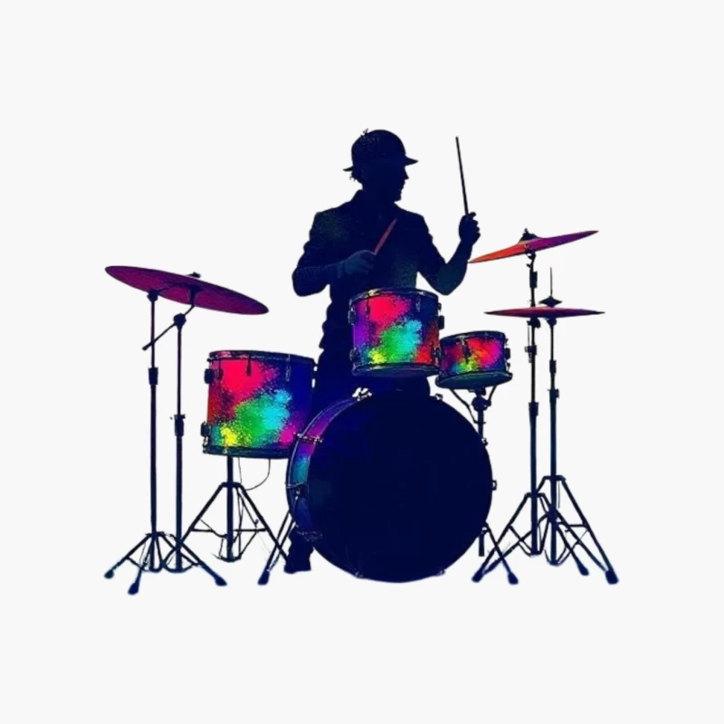 Colorful Silhouette of a Drummer Cotton Tote Bag