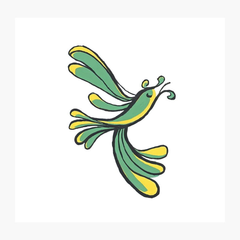 Stylized Green and Yellow Flying Bird Logo Throw Pillow